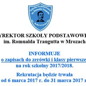 Zapisy do zerówki i klasy pierwszej na rok szkolny 2017-18